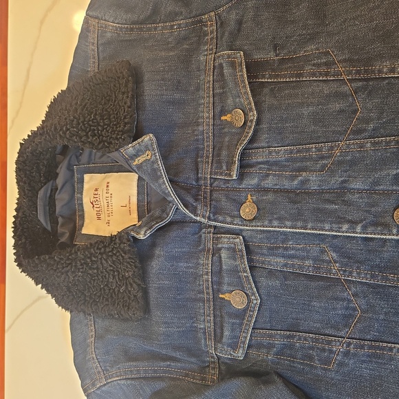 Hollister The Ultimate Down Collection Denim Trucker Jacket Quilted Mens Large - Picture 2 of 8